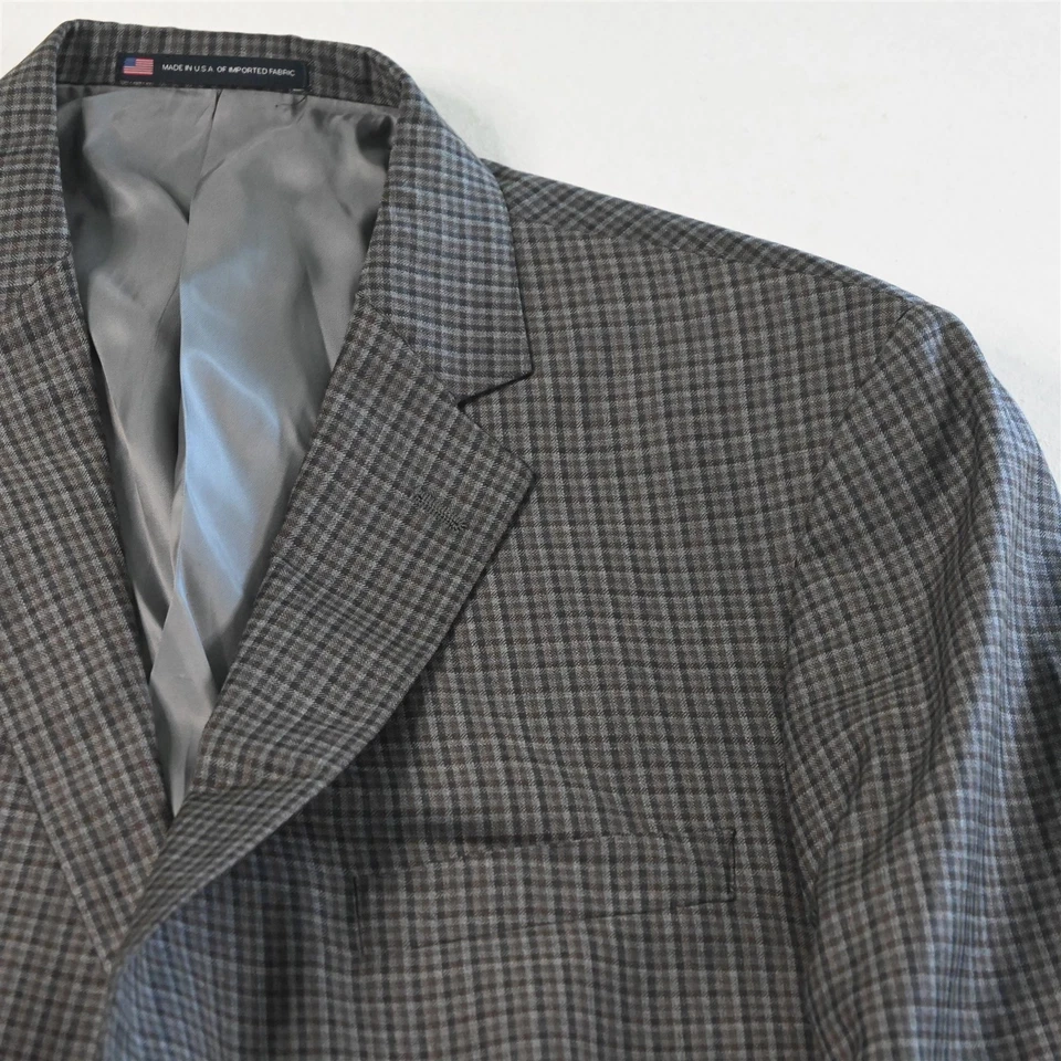 Blazer Traje Chaqueta Abrigo Deportivo Hart Shaffner Marx 48L Gris Cuadros 100% Lana EE. UU. Foto 2 de 4