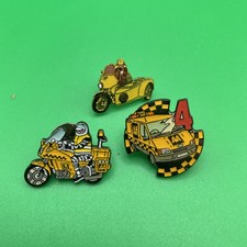 AA Vintage Pin Badges  x 3 - patrol car and motorcycles