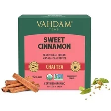 VAHDAM, Organic Sweet Cinnamon Masala Chai - 15 Pyramid Tea Bags