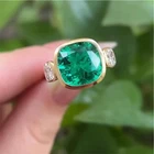 Art Deco Antique 4.10 Ct Natural Emerald Vintage Wedding Ring 14K Yellow Gold FN