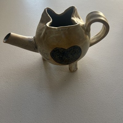 Rustic Stoneware Art Pottery Teapot Three Legged