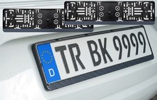 2x Stück Kennzeichenhalter 520 x 110 mm 52x11 cm Schwarz Mit Carbon Look Leiste