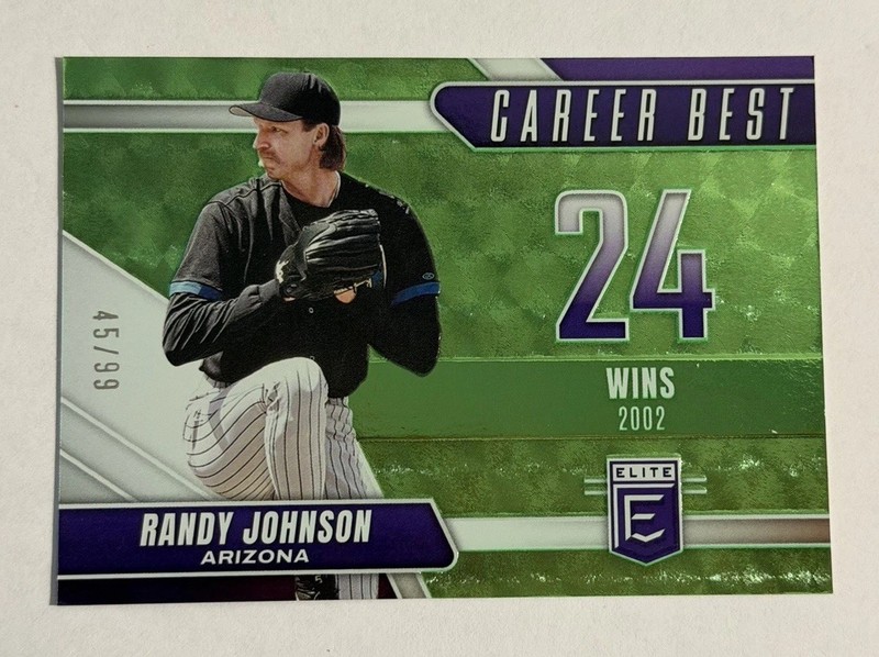 2026 Donruss Elite Randy Johnson Career Best Neon Green 45/99 Card #18 Arizona