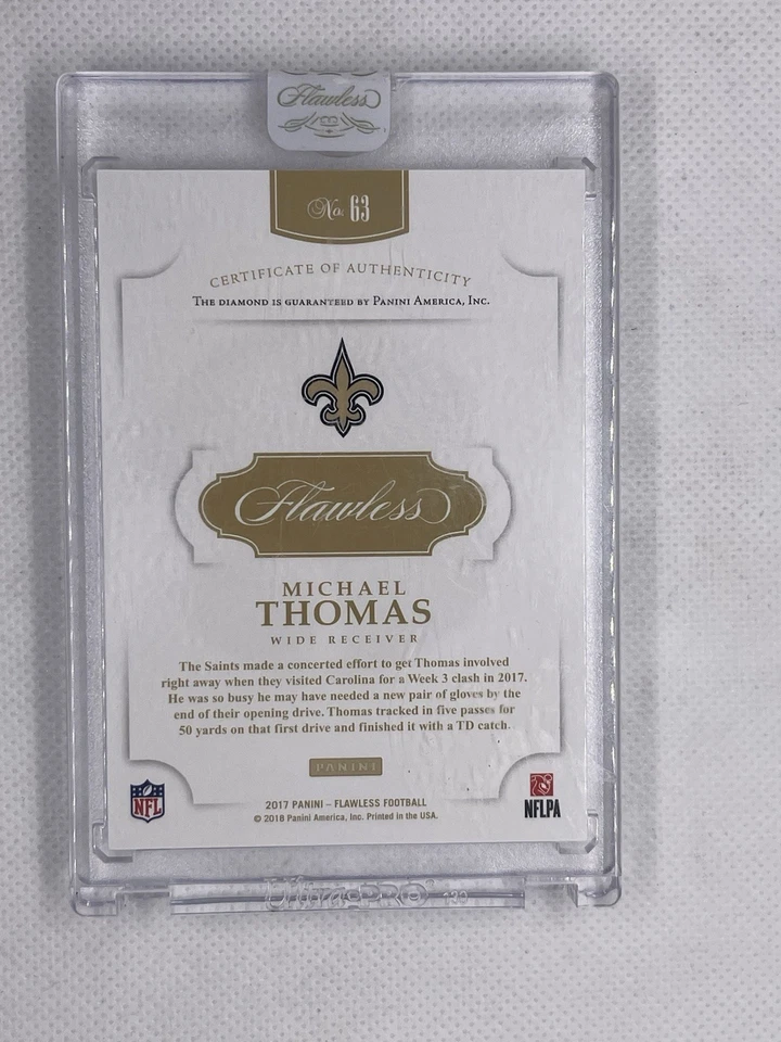 2017 Panini Flawless - Michael Thomas #63 Canary Yellow Diamond /3 - Image 2 of 2