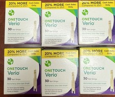 OneTouch VERIO Blood Glucose Test Strips 180 Ctn 30x6 box  Exp.12/2026. Sealed