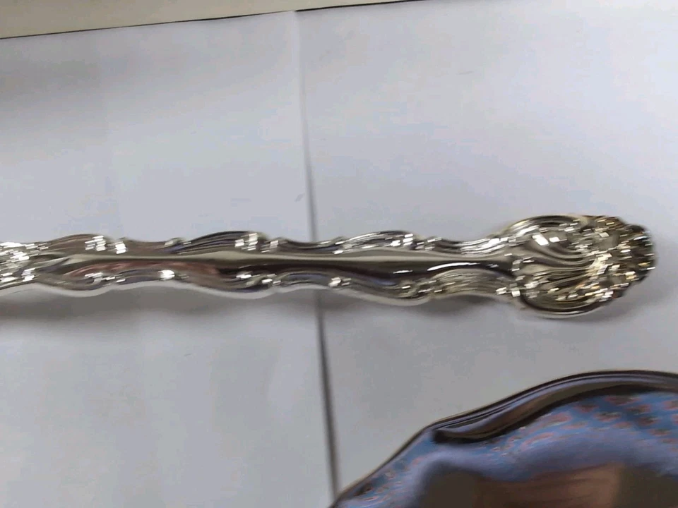 Juego de ensalada Sheffield Silver Co Loveland Rose PLATO PLATEADO ITALIA tenedor de cuchara 10"L Foto 4 de 4