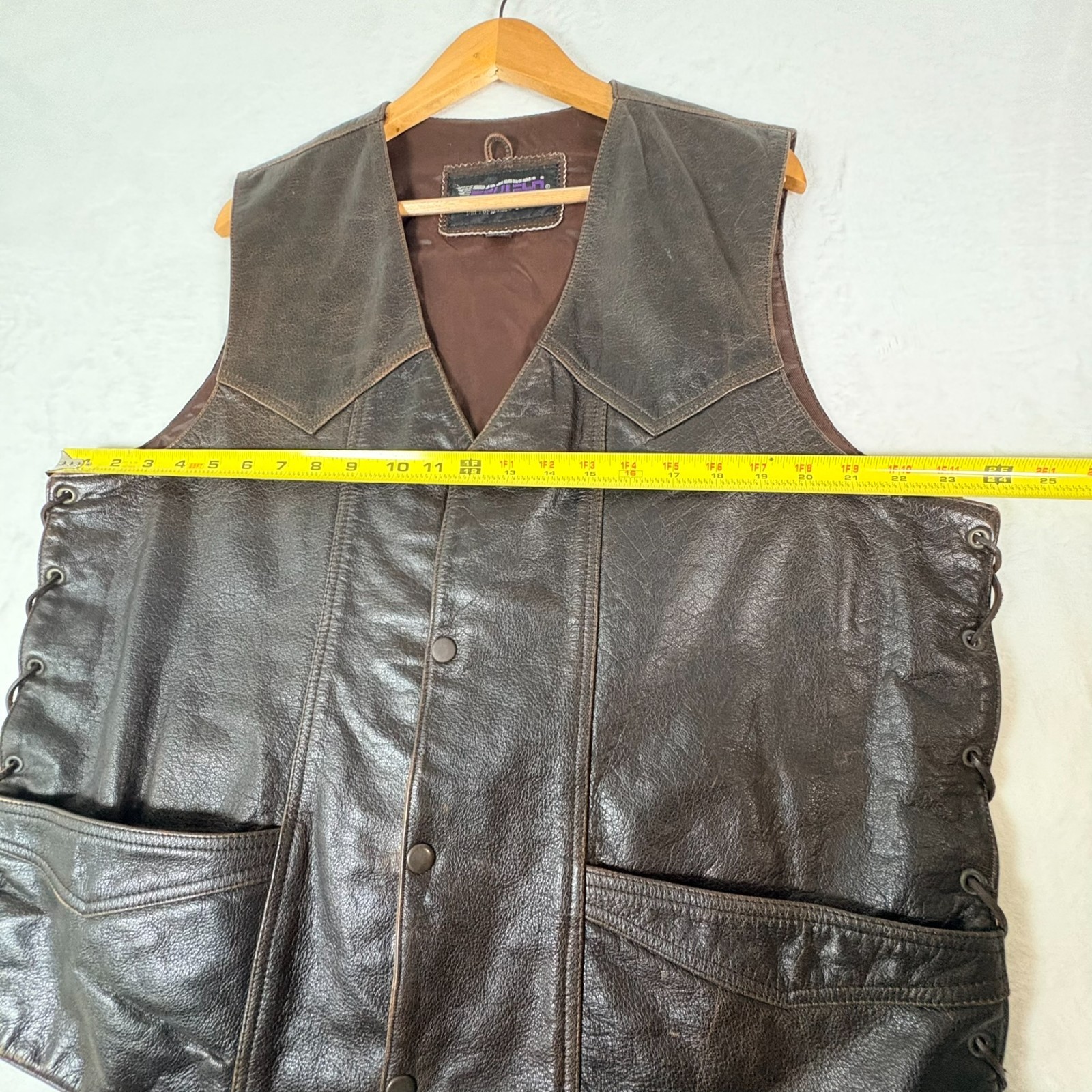 Motorcycle Brown Protech Performance Leather Vest… - image 7