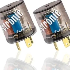 2PCS 12V Flasher Relay, Heavy Duty 3-Pin Turn Signal Relay, Two Prong Round A