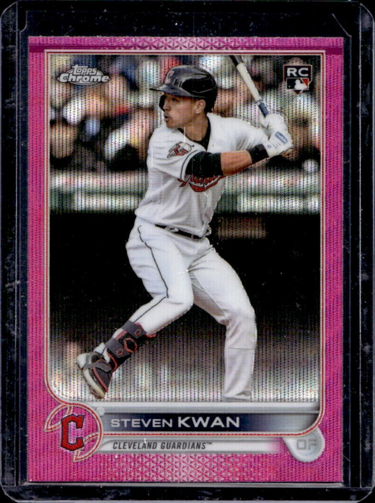 2022 Topps Chrome Update Steven Kwan RC Pink Wave Refractor #USC85 Guardians