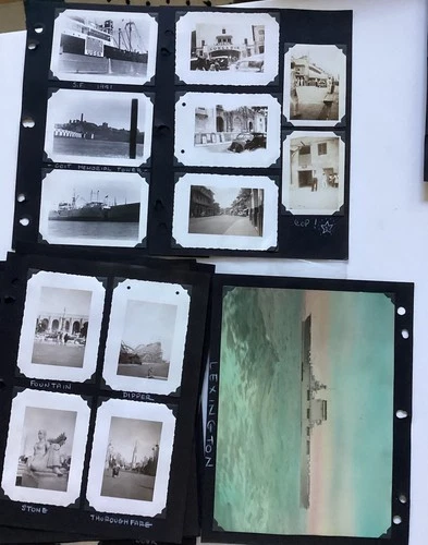 Sailors Ships VTG 1940s Military Photo Album Pages WW2 Worlds Fair Panama A307