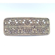 1970's Vintage Hair Barrette Brass Colored Filigree Metal Clip Made in Korea