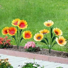 2 Pack Metal Flowers for Outdoor, Decorative Garden Stakes Yard Art, Outdoor ...