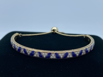 Pandora Bolo Bracelet Gold Plated over 925 Sterling Blue Enamel