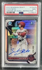 Zach Neto 2022 Bowman Chrome Draft 1st Auto Refractor /499 RC - PSA 9🔥