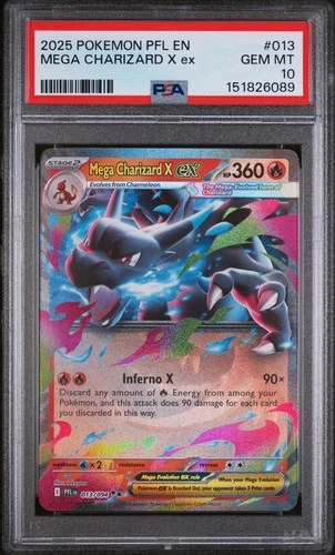 PSA 10 Gem Mint Mega Charizard X EX #013 Pokémon Phantasmal Flames 2025