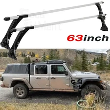 63" Adjustable Cargo Van Roof Rack Crossbar For Jeep Gladiator JT w/Rain Gutters