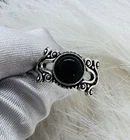 Estate Find Vintage Oval Black Onyx Ring 925 Sterling Silver Sz 5 Gemstone Gift