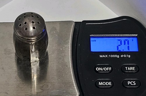 Repuesto de coctelera de sal o pimienta pequeña miniatura estampada de plata de ley - Imagen 9 de 9