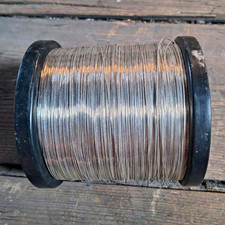 Resistance Wire on Coil Silver Tone Uninsulated Solid Wire 1 Conductor