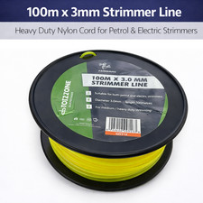 100m x 3mm Strimmer Line  Heavy Duty Nylon Cord for Petrol & Electric Strimmers 0.12 per metre
