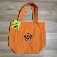 Trader Joe’s Orange Mini Canvas Tote Bag Reusable Shopping NWT Limited Edition