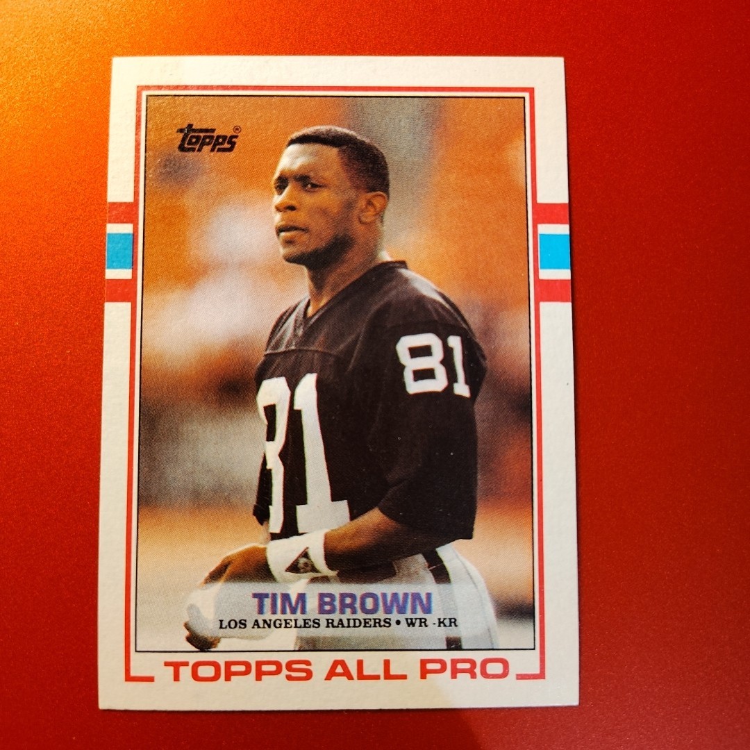 1989 Topps All Pro #265 Tim Brown Rookie Los Angeles Raiders Football Card
