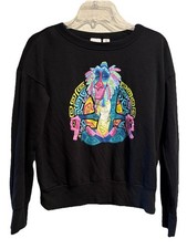 Disney Lion King Sweatshirt Women  s Black Crewneck-Colorful-Size Small