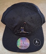 Nike Air Jordan Hat Size 4/7 Black Elephant Print Jumpman Snapback Flatbrim Cap