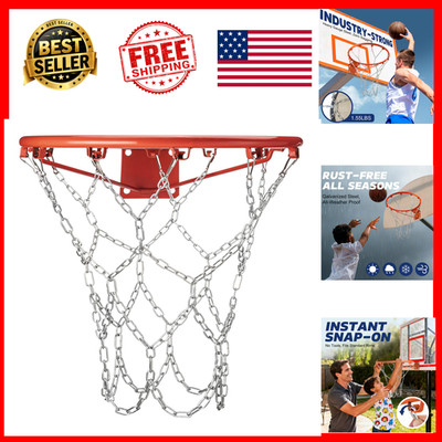 Chain Basketball Net Replacement 21 Inch Heavy Duty Galvanized Steel 12 Loops