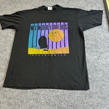 Hanes T-Shirt Mens Size L Black Windriders Puerto Rico Graphic Vintage USA Made