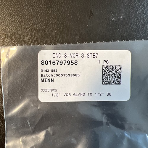 Swagelok INC-8-VCR-3-8TB7 VCR Fitting 1/2” VCR Gland To 1/2” BU - Picture 2 of 4