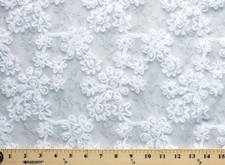Ribbon Embroidery Sequin Tulle Netting White Bridal Fabric by the Yard D171.09