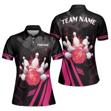 Custom Bowling Polo Shirts for Women Customized Funny Bowling Short Sleeve Polo