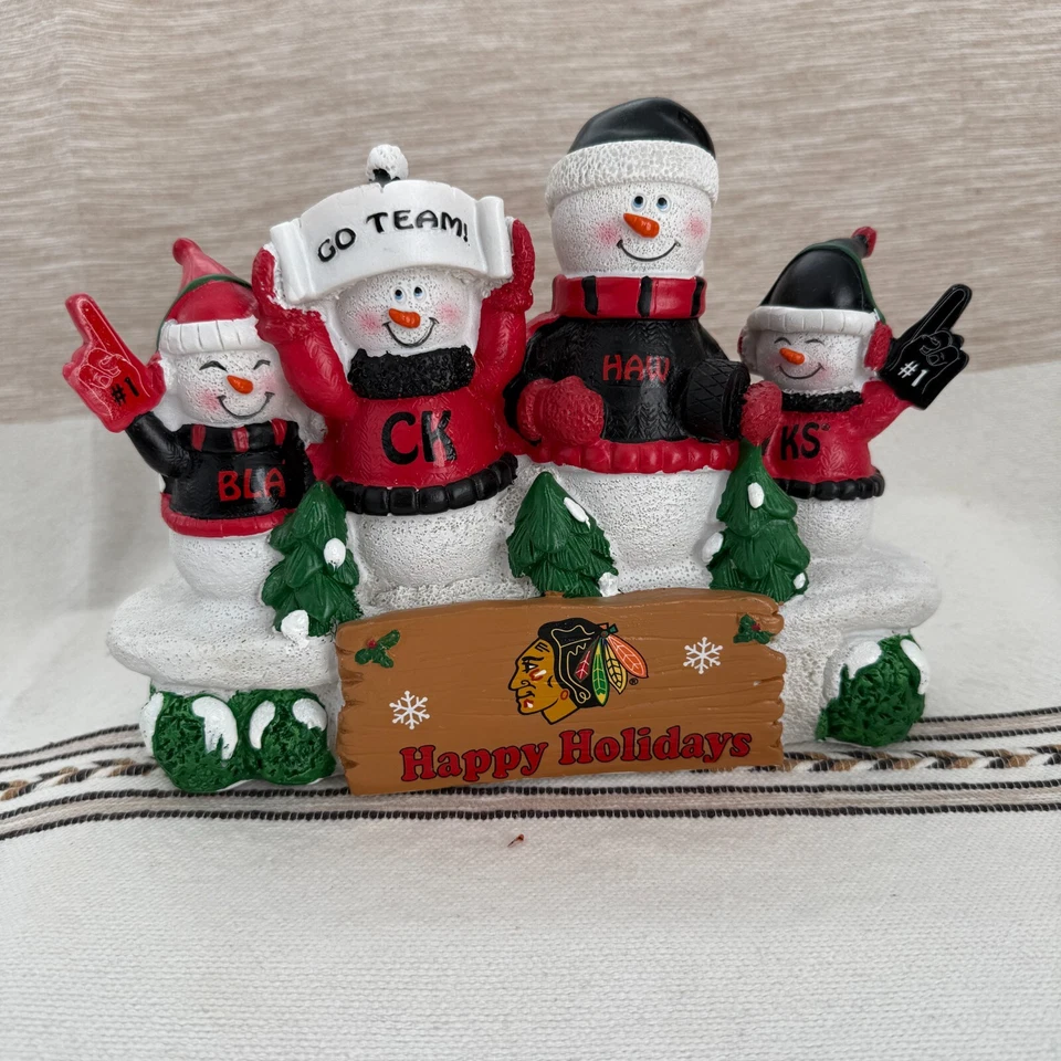 Chicago Blackhawks Muñeco de Nieve Navidad Decoración Banco Forever Coleccionables Foto 2 de 4