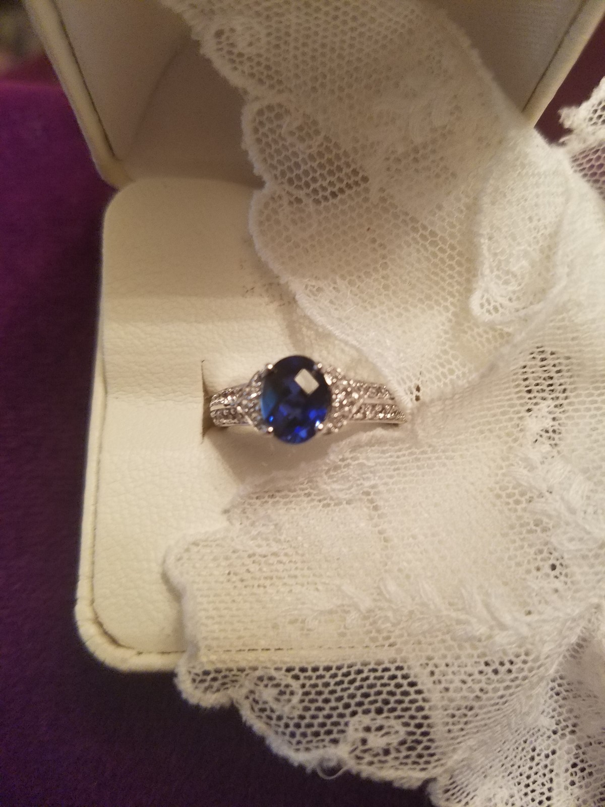 bluee Sapphire and White Sapphire Sterling Sliver ring size 7 bluee Sapphire and White Sapphire Sterling Sliver ring size 7