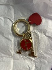 Giorgio Armani Beauty Key Holder Keychain Red Gold Heart New