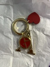 Giorgio Armani Beauty Key Holder Keychain Red Gold Heart New