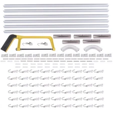 12-18ft Ceiling Curtain Track Set Ceiling Mount Room Divider Rail with Hooks Saw