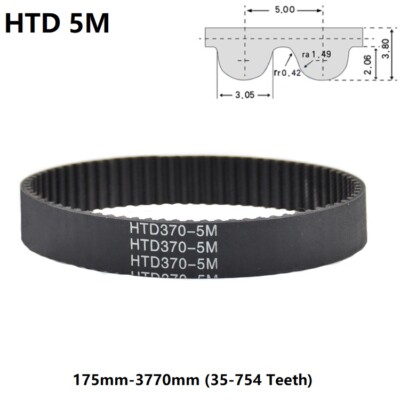 HTD 5M Timing Pulley Belts 5mm Pitch Width 15mm 5M Close Loop Rubber Timing Belt