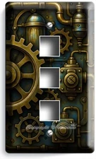 STEAMPUNK BRASS GEARS PIPES ART LIGHT SWITCH OUTLET WALL PLATES INDUSTRIAL DECOR