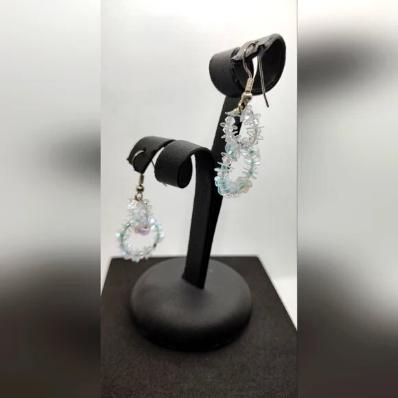 Clear Sequin Interlocked Circle Dangle Earrings •… - image 2