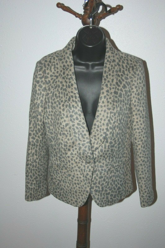 Loft Animal Print Jacket  Size 6 Petite New with Tags Polyester Wool Blend