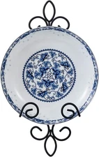 Wall Mounted Black Metal Vertical Collectible Plate Holder, Hanging Plate Rack