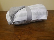 Plush Velboa Baby Crib Blanket - Cloud Island Stripe - Gray/White 30" x 40"