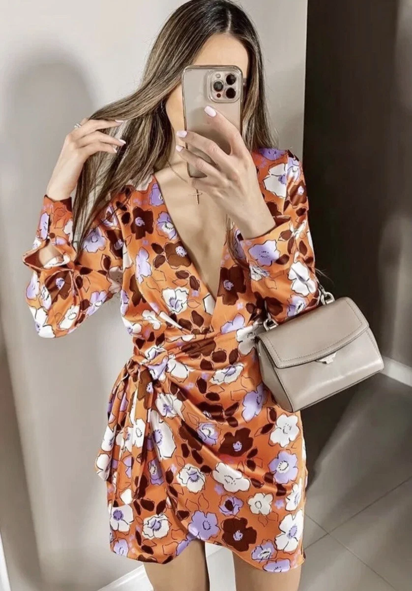 Neon orange satin dress cheap