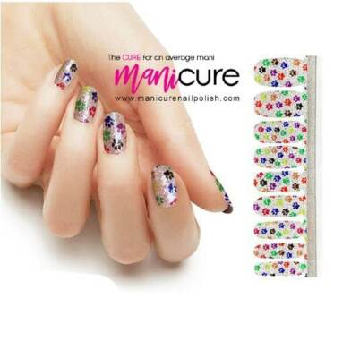Paw Print Paradise Rainbow Design, ManiCURE  Real Nail Polish Strips