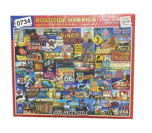 White Mountain Puzzle Roadside America Travel Signs 1000 Piece Jigsaw Sealed NEW