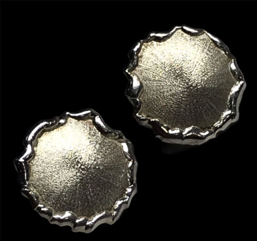 antique sterling silver brushed earrings Signed E… - image 1