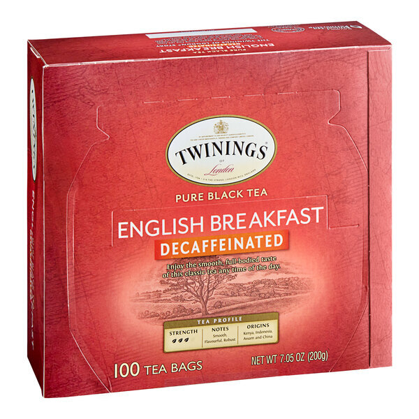 Bolsas de té descafeinadas para desayuno inglés Twinings - 100/caja