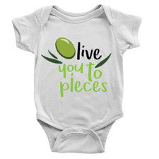 Olive You To Pieces Babygrow Funny Joke Food I Love Hearts Body Suit Present